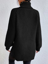 BEAUTIFUL I AM Full Size Turtleneck Rib-Knit Slit Sweater