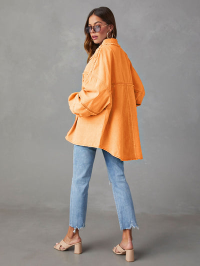 BEAUTIFUL I AM Dropped Shoulder Raw Hem Jacket