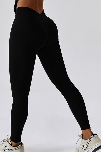 BEAUTIFUL I AM Wide Waistband Slim Fit Back Pocket Sports Leggings Active Wear