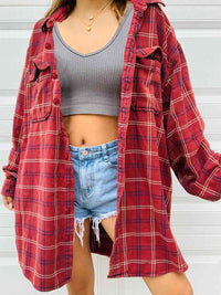 BEAUTIFUL I AM Plaid Button Front Shirt with Pockets