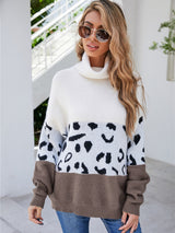 BEAUTIFUL I AM Leopard Color Block Turtleneck Sweater