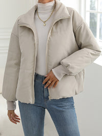 BEAUTIFUL I AM Zip-Up Drop Shoulder Puffer Jacket