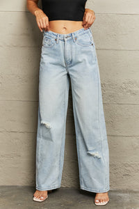 BEAUTIFUL I AM Distressed Wide Leg Jeans