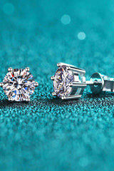 BEAUTIFUL I AM 925 Sterling Silver 6-Prong 2 Carat Moissanite Jewelry Stud Earrings