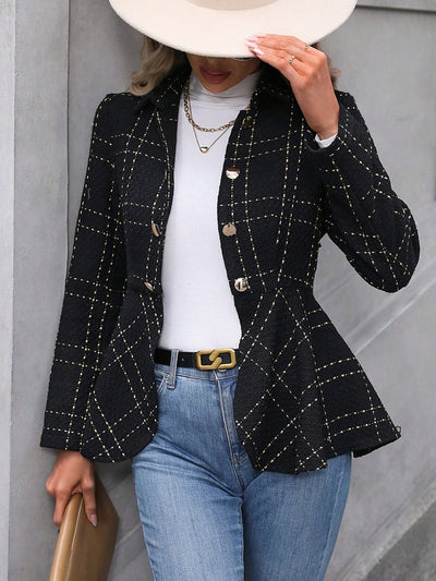 BEAUTIFUL I AM Ruffle Hem Collared Blazer Jacket