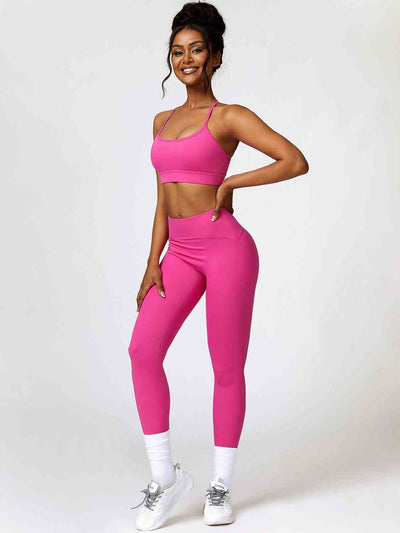 BEAUTIFUL I AM Sport Bra and Leggings Active Wear Set