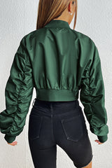 BEAUTIFUL I AM Zip-Up Ruched Cropped Jacket