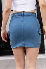 BEAUTIFUL I AM High Waist Pocketed Denim Skirt Dress