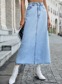 BEAUTIFUL I AM Raw Hem Denim Skirt Dress