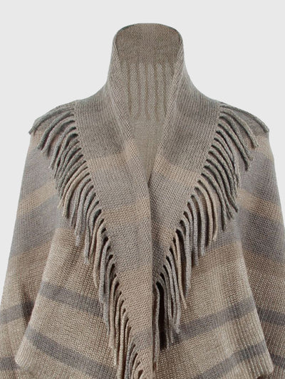 BEAUTIFUL I AM Fringe Detail Open Front Poncho