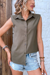 BEAUTIFUL I AM Collared Neck Sleeveless Shirt