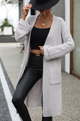 BEAUTIFUL I AM Dropped Shoulder Long Sleeve Cardigan with Pocket