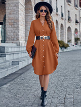 BEAUTIFUL I AM Notched Neck Long Sleeve Dress