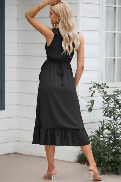 BEAUTIFUL I AM Ruffled Sleeveless Midi Dress