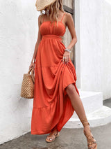 BEAUTIFUL I AM Spaghetti Strap Cutout Tie Back Maxi Dress