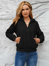 BEAUTIFUL I AM Zip Up Collared Neck Long Sleeve Jacket