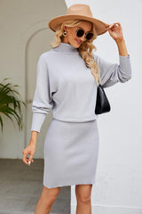 BEAUTIFUL I AM Ribbed Mock Neck Long Sleeve Dress