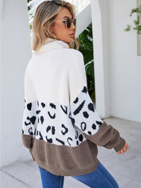 BEAUTIFUL I AM Leopard Color Block Turtleneck Sweater