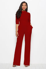 BEAUTIFUL I AM Mock Neck Tie-Waist Half Sleeve Pants Jumpsuit