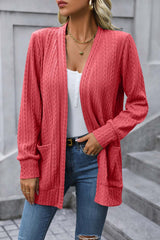 BEAUTIFUL I AM Cable-Knit Long Sleeve Cardigan with Pocket