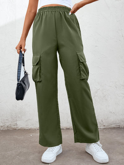 BEAUTIFUL I AM Elastic Waist Straight Leg Cargo Pants