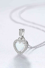 BEAUTIFUL I AM Opal Heart Pendant Jewelry 925 Sterling Silver Necklace