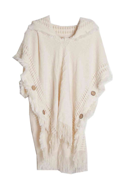 BEAUTIFUL I AM Fringe Hem Hooded Poncho