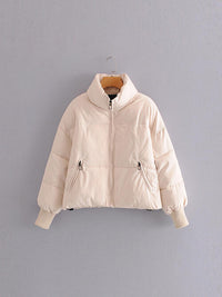 BEAUTIFUL I AM Zip Up Drawstring Winter Jacket Coat with Pockets