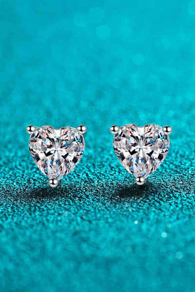 BEAUTIFUL I AM 2 Carat Moissanite Jewelry Heart-Shaped Stud Earrings