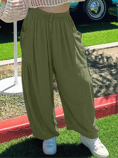 BEAUTIFUL I AM Drawstring Pocketed Wide Leg Pants