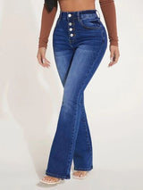 BEAUTIFUL I AM Button Fly Bootcut Jeans with Pockets