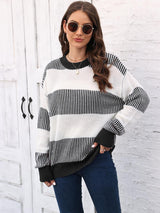 BEAUTIFUL I AM Full Size Round Neck Drop Shoulder Sweater