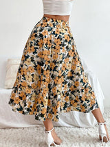 BEAUTIFUL I AM Printed Ruffle Hem Midi Skirt Dress