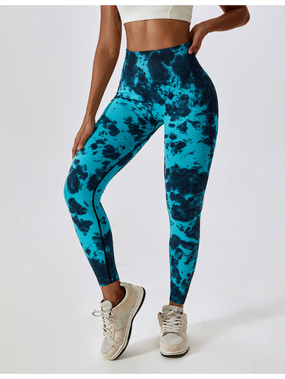 BEAUTIFUL I AM Tie Dye Wide Waistband Active Leggings Active Wear