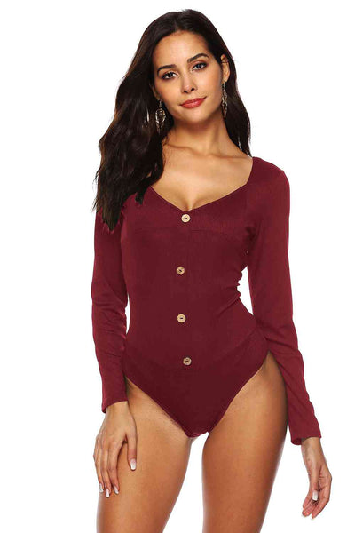 BEAUTIFUL I AM Button Detail Lingerie Bodysuit