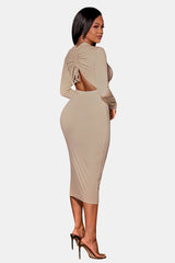 BEAUTIFUL I AM Zip Up Cutout Drawstring Detail Dress