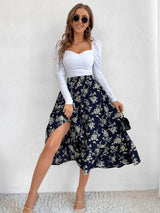 BEAUTIFUL I AM Printed Ruffle Hem Midi Skirt Dress