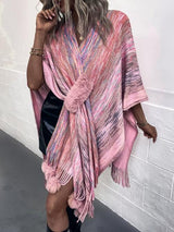 BEAUTIFUL I AM Heathered Fringe Hem Poncho