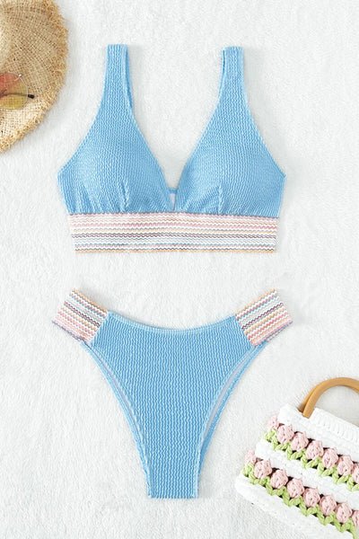 BEAUTIFUL I AM Contrast Textured High Cut Swim Set