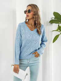 BEAUTIFUL I AM Openwork V-Neck Sweater