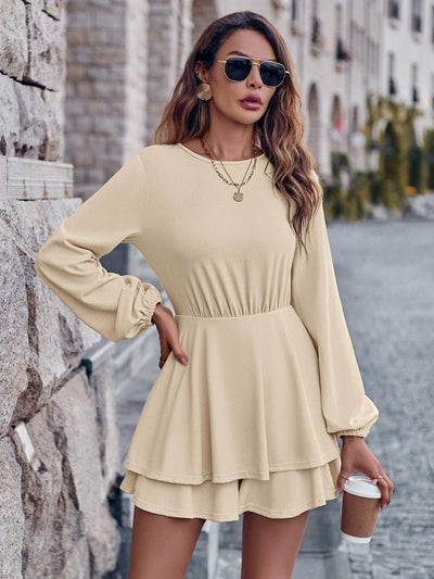 BEAUTIFUL I AM Round Neck Layered Mini Dress