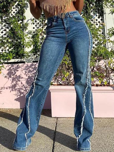 BEAUTIFUL I AM Raw Hem High Waist Jeans