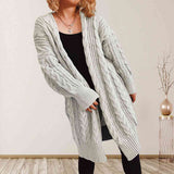 BEAUTIFUL I AM Cable-Knit Open Front Dropped Shoulder Cardigan