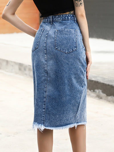 BEAUTIFUL I AM Slit Denim Skirt Dress