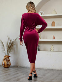 BEAUTIFUL I AM V-Neck Long Sleeve Tulip Hem Dress