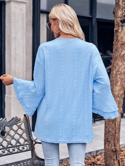 BEAUTIFUL I AM Eyelet Bell Sleeve Cardigan