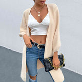 BEAUTIFUL I AM Open Front Slit Long Sleeve Cardigan