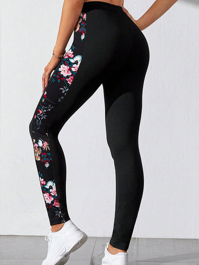 BEAUTIFUL I AM Floral Print Wide Waistband Active Wear Pants