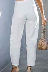 BEAUTIFUL I AM Zipper and Button High-Waist Long Jeans