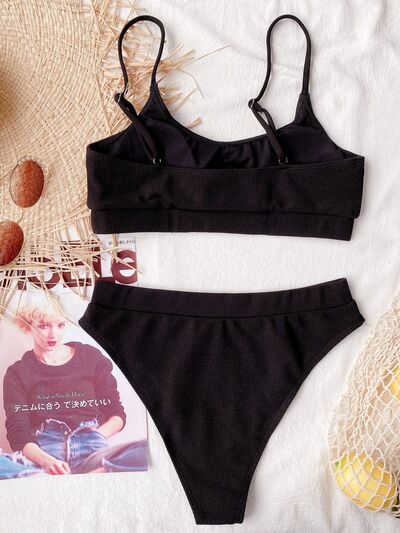 BEAUTIFUL I AM Scoop Neck Spaghetti Strap Two-Piece Swim Set